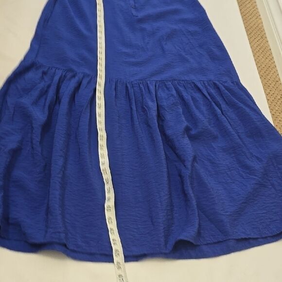 YOUNG FABULOUS AND BROKE Vibrant Blue Tiered Maxi Sundress with Spaghetti Strap - Picture 4 of 7
